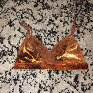 Xhilaration Orange Velvet Lace Triangle Bralette
